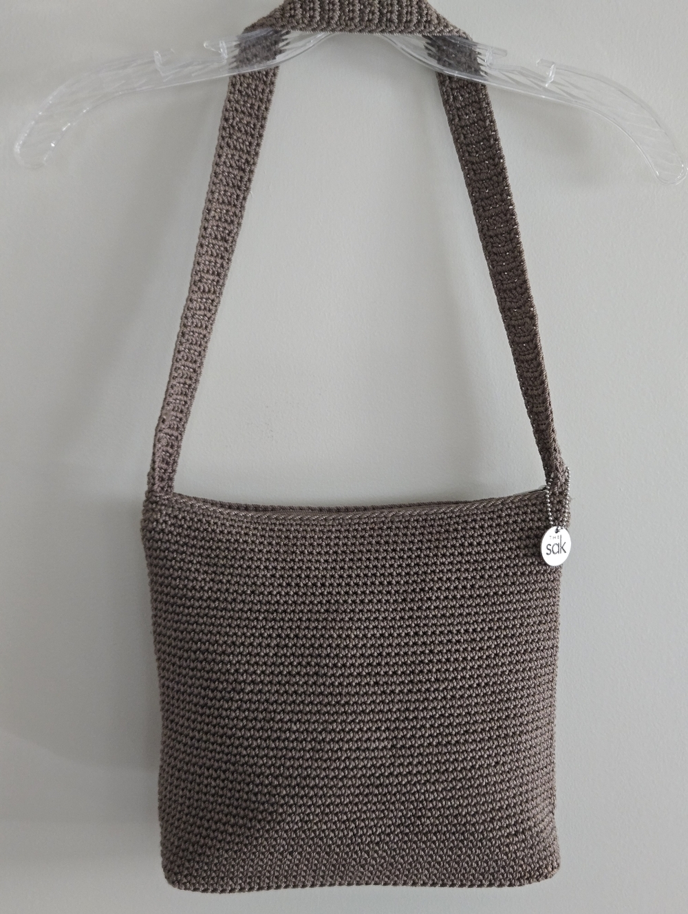 The Sak Crochet Boho Shoulder Bag Tote Casual Handbag Purse Zipper Closure